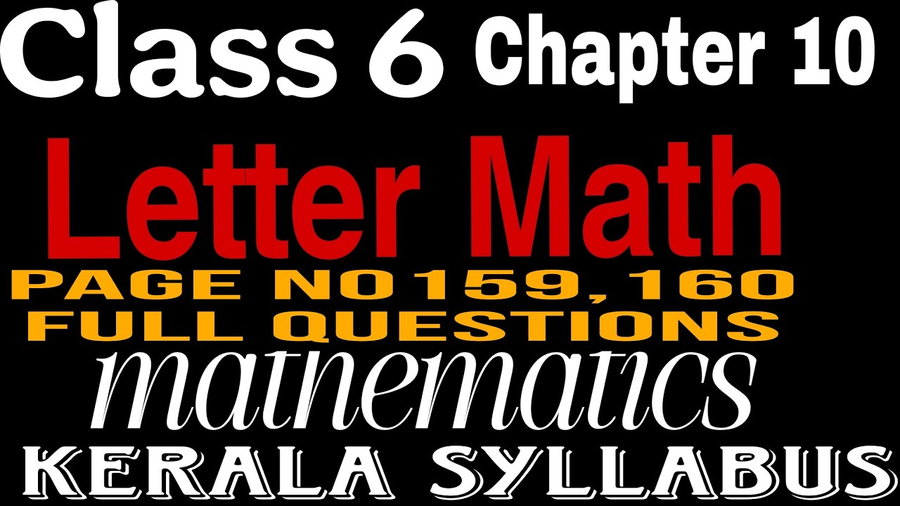 Letter Math 6 #Class 6 | chapter 10|Letter Math| page no 159,160| mathematics - YouTube