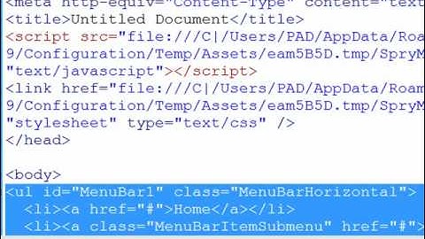Creating a dropdown menu in Dreamweaver CS3 with spry
