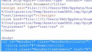 Creating a dropdown menu in Dreamweaver CS3 with spry