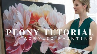 Peony Acrylic Painting Tutorial Timelapse Learn To Paint Peonies And Floral Still Life Pieces