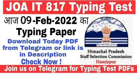 JOA IT 817 Typing Test paper Today shift 09-02-2022. | Join us on telegram link is in Description