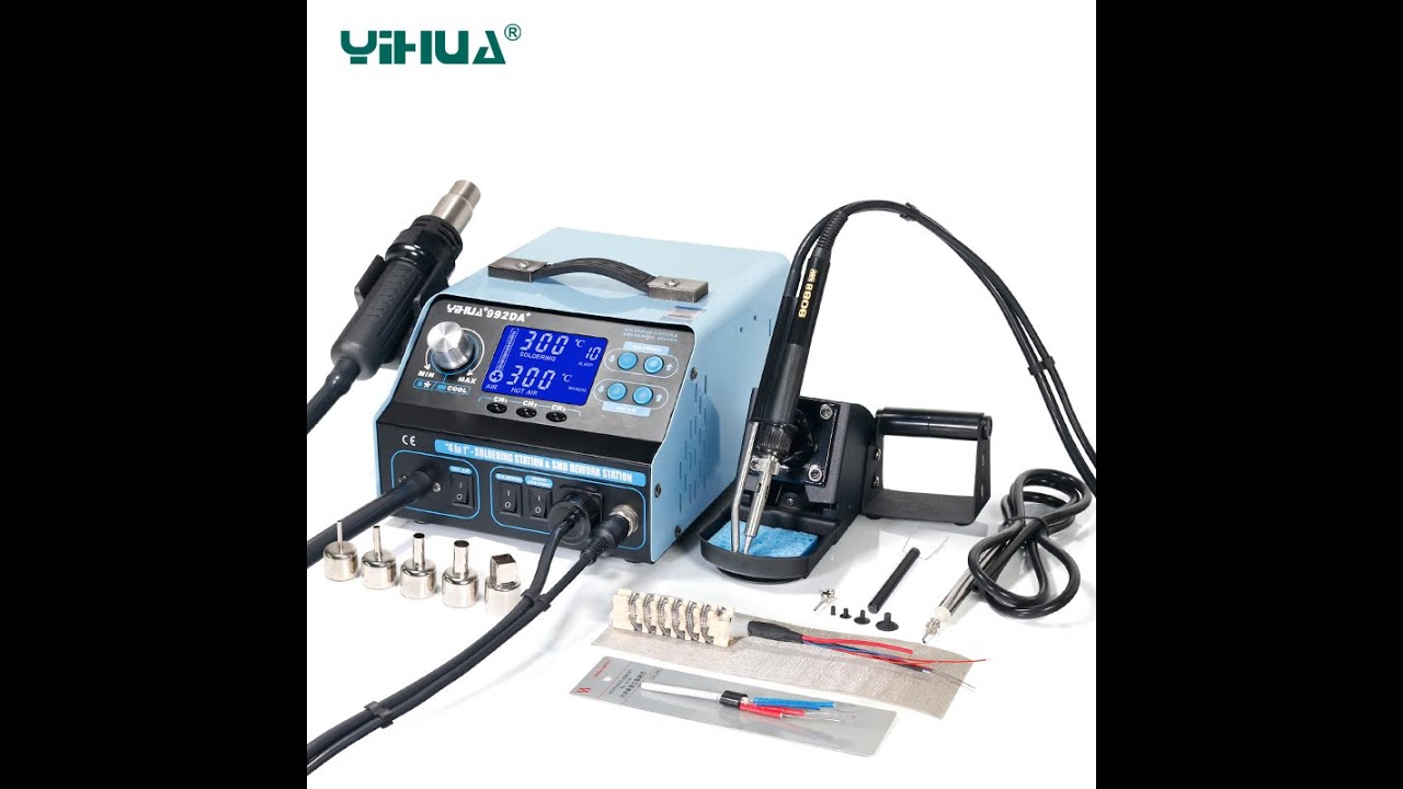 Hot Air LCD Soldering Station Smoking Solder Iron With BGA Rework Station 4 In 1 Vacuum Pen