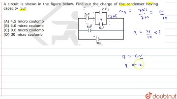 A circuit is shown in the figure below. Find out the charge of the condenser having capacity `5muF`