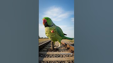 Big parrot planted a apple tree on the railway track 😭 #ai #parrot #tree #train