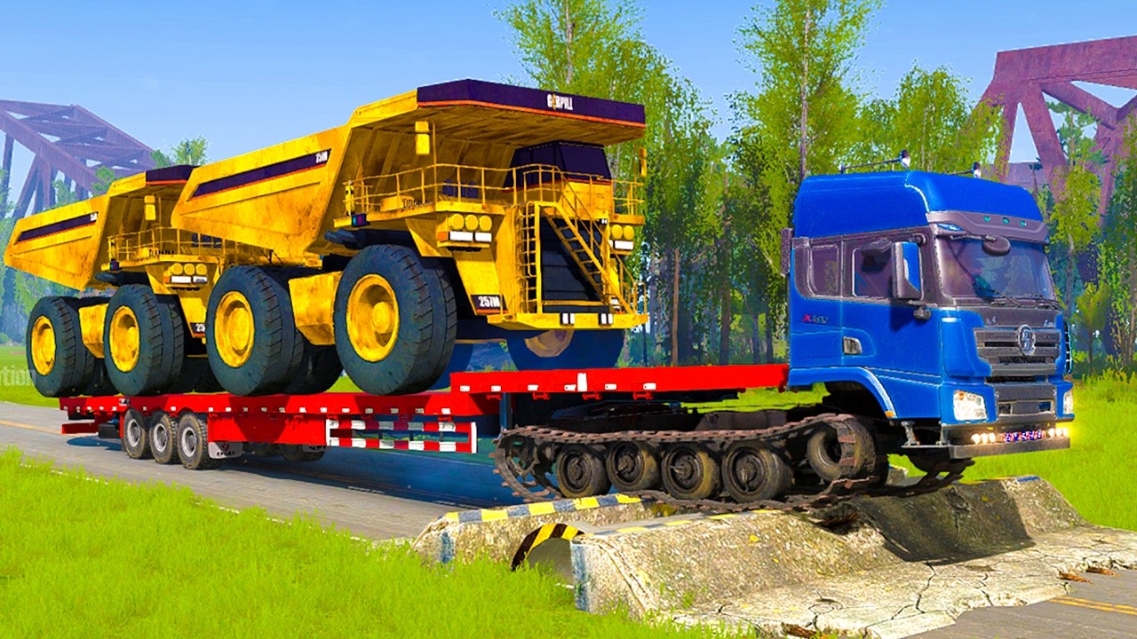 Trucks VS Speed Bump and Extreme Broken Road  #73 #speedbumps #mudrunner #kingtruck