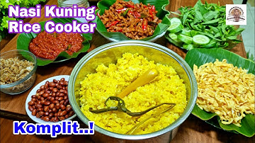 Thumbnail of Nasi Kuning Rice Cooker, Plus Orek Tempe, Dadar Rawis, Sambel Terasi, Kacang, dan Teri.