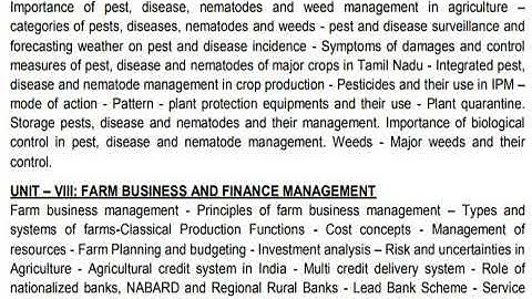 TNPSC GROUP I A SERVICE ASSISTANT CONSERVATOR OF FORESTS SYLLABUS IN Agriculture