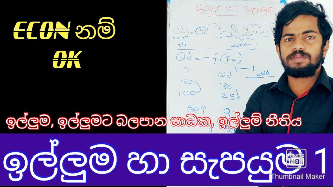 Demand and Supply in Sinhala/ ඉල්ලුම සහ සැපයුම/ ඉල්ලුම් නීතිය/ Law of demand/illuma ha sapayuma