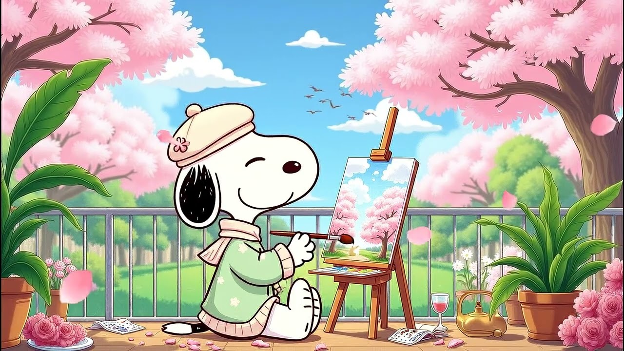 Snoopy's Inspiring Spring Daybreak 💗 Laid-back Lofi Beats for Focus & Calm