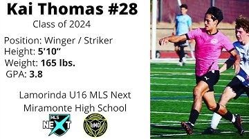 Kai Thomas (Class of 2024) - Recruiting Soccer Highlight Video - Winger/Striker