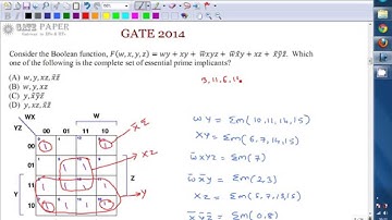 GATE 2014 ECE Essential prime implicants of boolean function