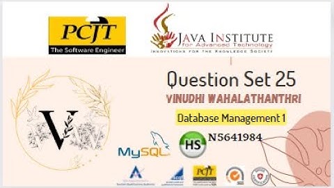DBMS Question Set 25 || 1st Year | Java Institute | Vinudhi Wahalathanthri