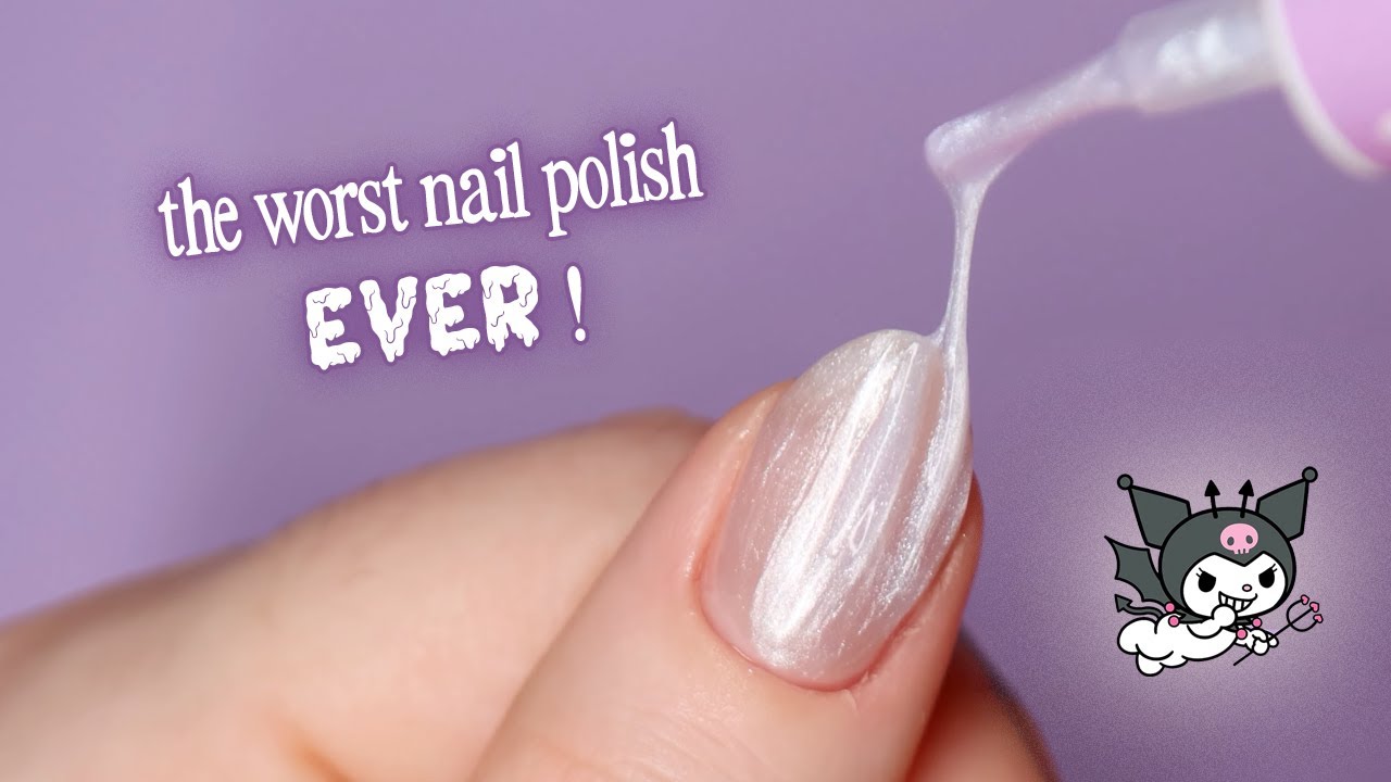 The worst nail polish I ever tried? 😱😰 Kuromi 🖤🎀 | NAIL POLISH SWATCHES