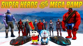 SUPER HERO'S😱 THO MEGA RAMP🔥 CHALLANGE #dominator_yt  #gta5telugu #shorts #gta5shorts  #shinchan