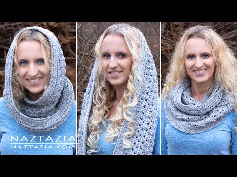 How to Crochet the Winter Park Scarf - Easy Crocheted Infinity Scarf and Head Wrap by Naztazia