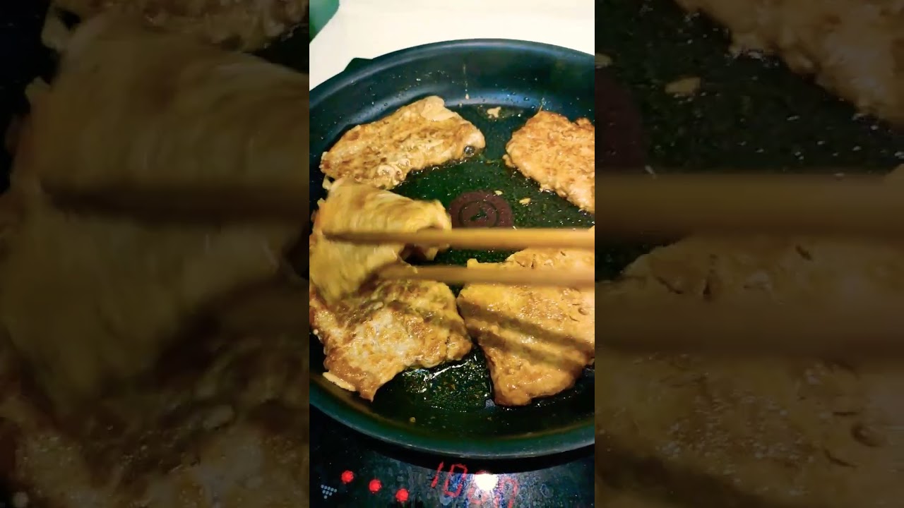 fry marinate pork chop with onion & spring onions. - YouTube
