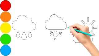 Learning about Weather | Draw and Paint weather symbols | Colors for Kids