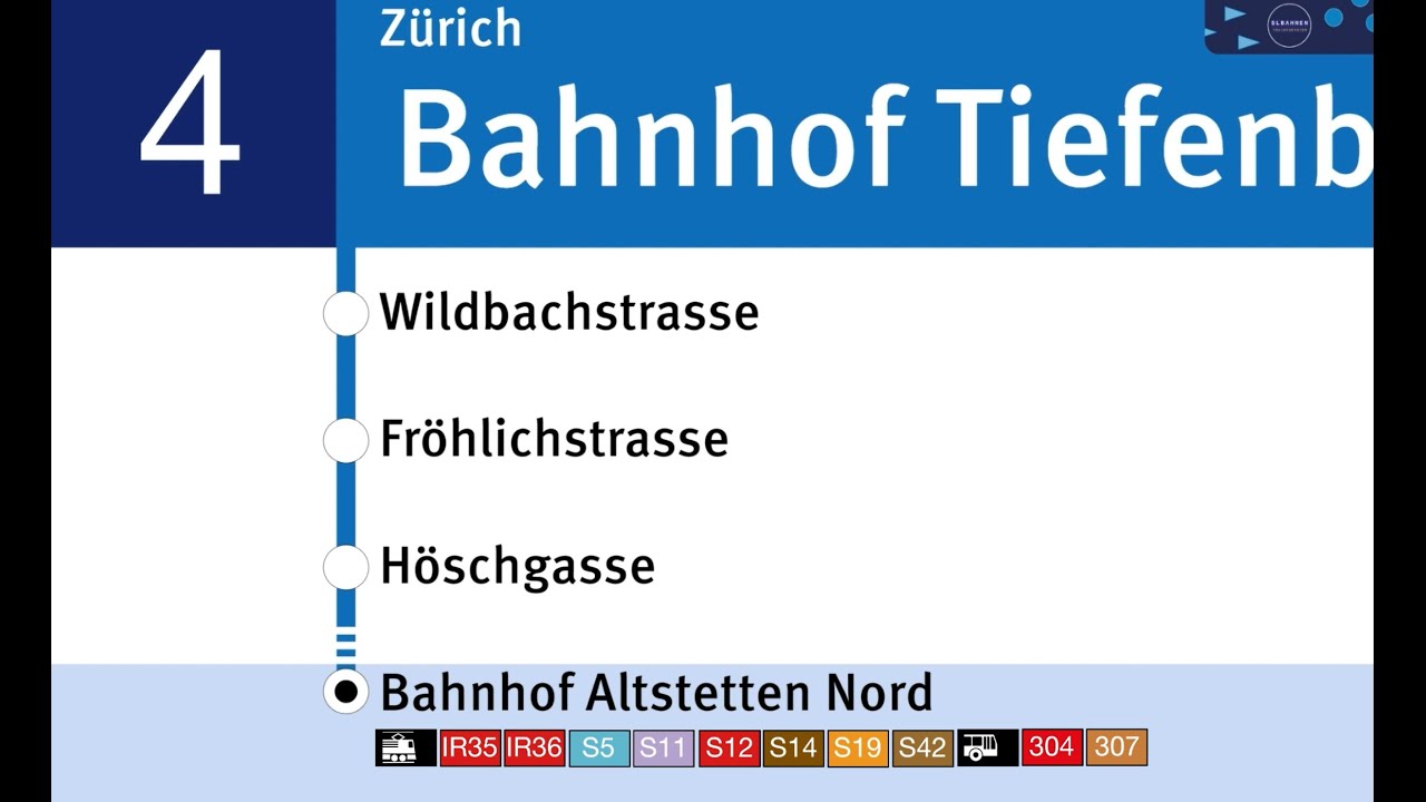 VBZ Ansagen » 4 Bahnhof Tiefenbrunnen — Bahnhof Altstetten Nord | 2024 | SLBahnen