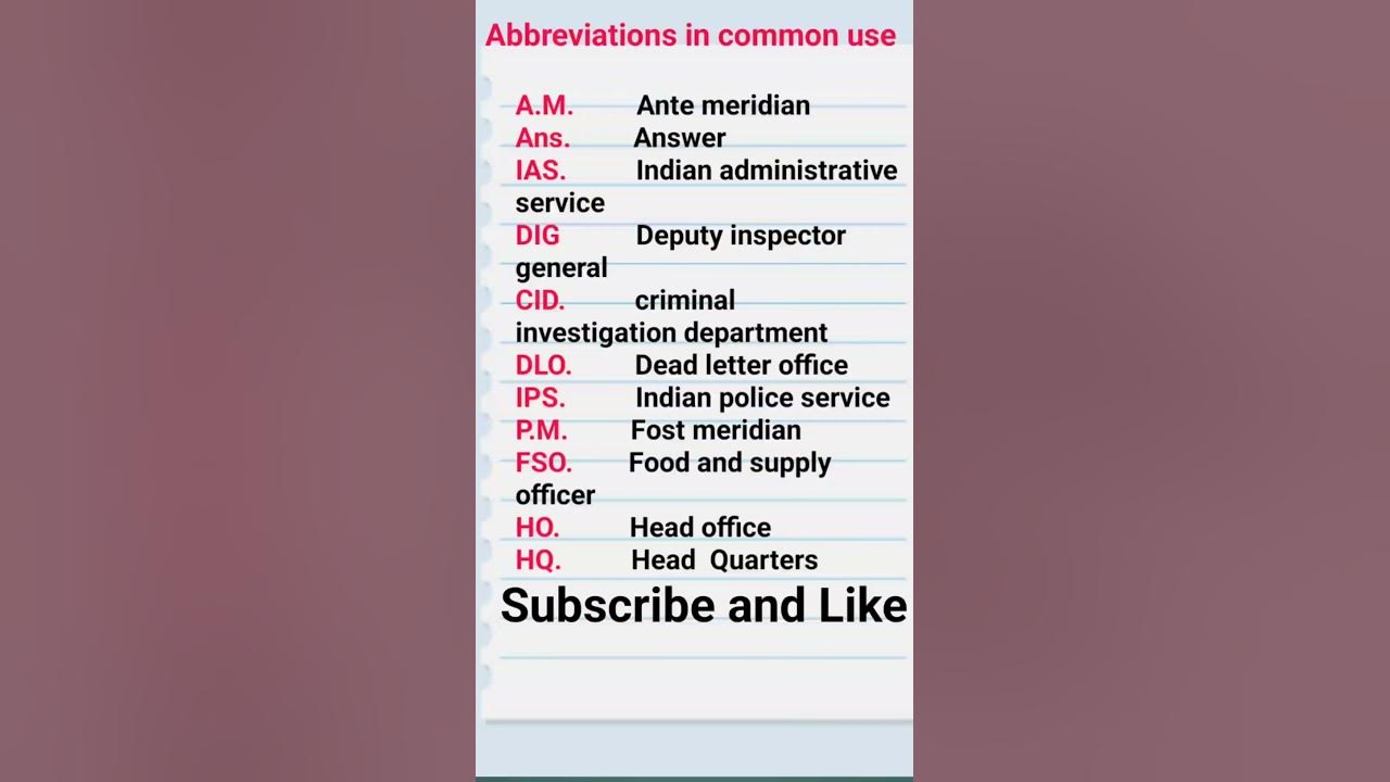 abbreviation word | short English form#shorts - YouTube