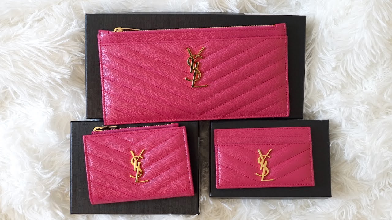 My YSL Fuxia/Fuchsia Collection and Review - Unboxing the Fuchsia Card Case  in Grain De Poudre! 