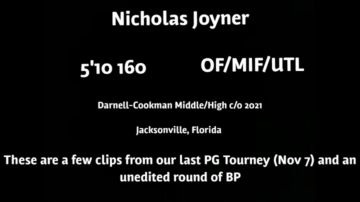 Nicholas Joyner 2021 OF/MIF/UTL Fall Clips + BP