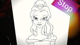 تعلم رسم الاميره بل❤️ ( الجميله و الوحش) سهله جدا.. لاتفوتكم ?how to draw belle