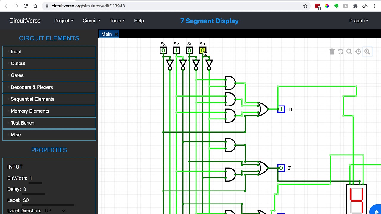 CircuitVerse: 7 Segment Decoder Complete Circuit - YouTube