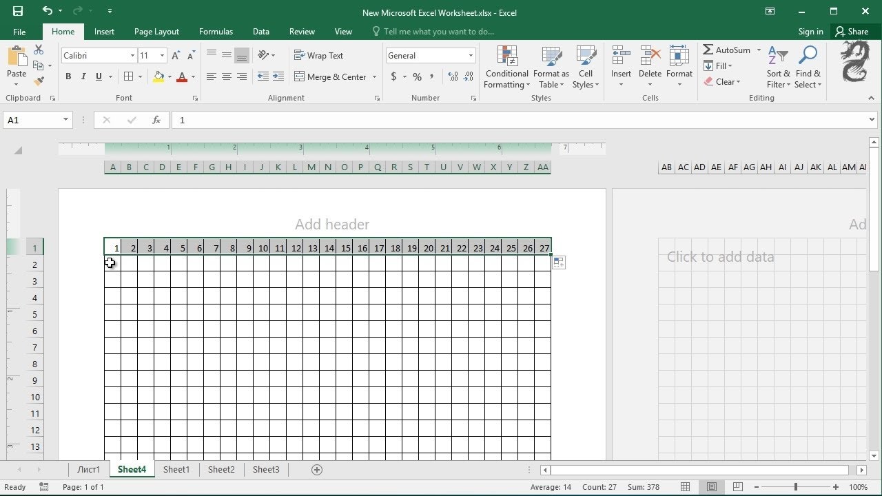 Square Grid Excel Chart