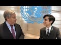 United Nations Secretary-General António Guterres meeting with UNEP Ambassador Aidan Gallagher
