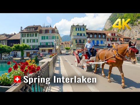 Interlaken Spring Switzerland the magnificent blooms of spring, the city between two lakes