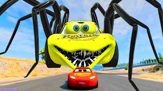 Escape From Lightning McQueen Eater Yellow Spider | McQueen VS McQueen Eater Spider | BeamNG.Drive