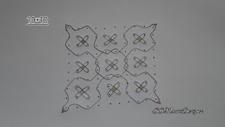 Beautiful Kolam Design || 10*10 dots || Daily Kolam Muggulu || SimpleandEasy Muggulu@SSMauveDesigns
