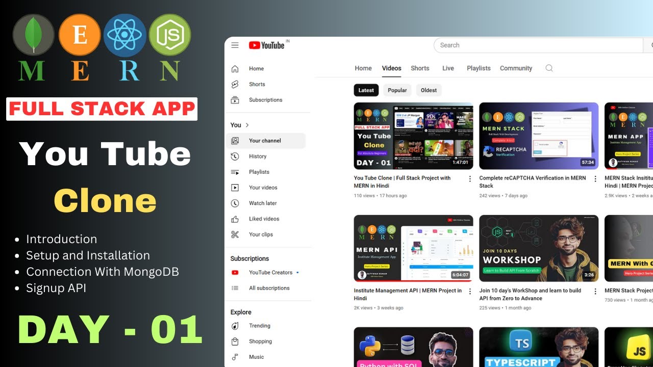 You Tube Clone | Full Stack Project with MERN in Hindi | Day - 1 - YouTube