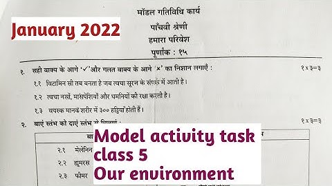 Model activity task class5 Our Environment (हमारा पर्यावरण) in Hindi /class 5 hamara paryavaran 2022