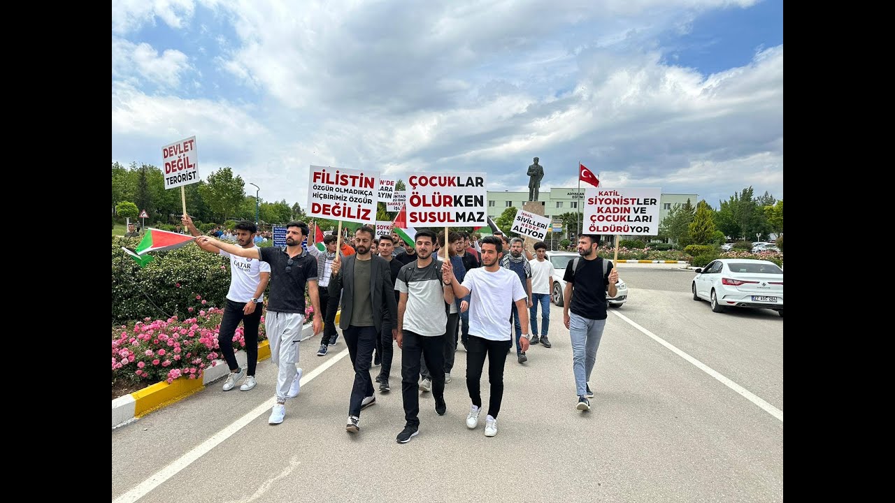 ADYÜ öğrencileri Filistin için yürüyerek İsrail’i protesto etti