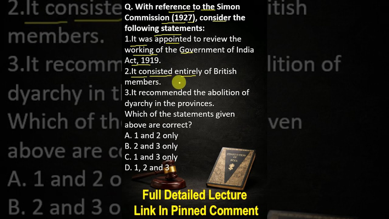 Simon Commission 1927 | UPSC Modern History Shorts | PYQ Based Revision