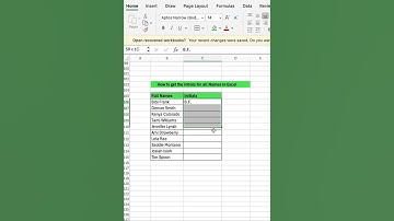 How to get the Initials for all the Names in Excel #excel #exceltips #exceltutorial