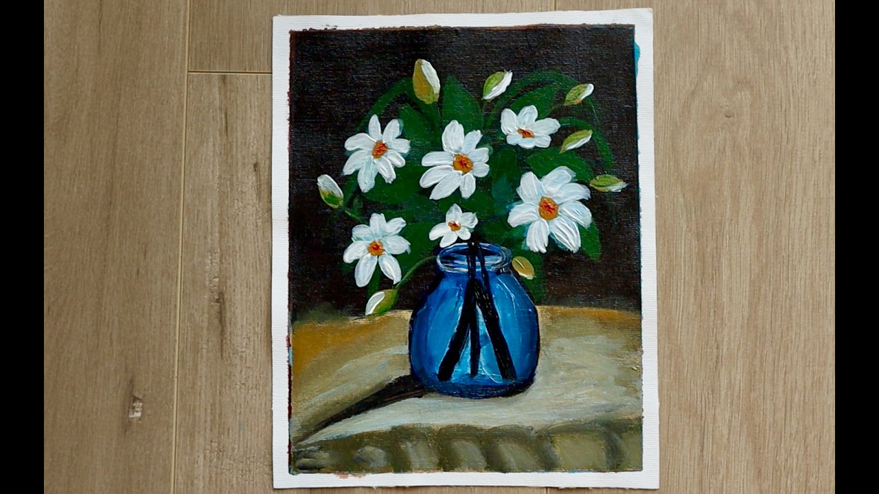 Acrylic Painting Step by Step / Easy Flower vase Painting for Beginners  / Easy painting / #87