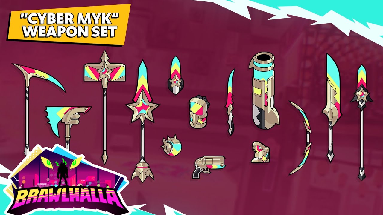 BRAWLHALLA BATTLE PASS SEASON 8 CYBER MYK WEAPON SET REVEAL