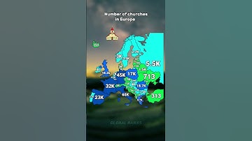 Number of churches in Europe  #countries #map #mapping #shorts #europe #viral #fyp