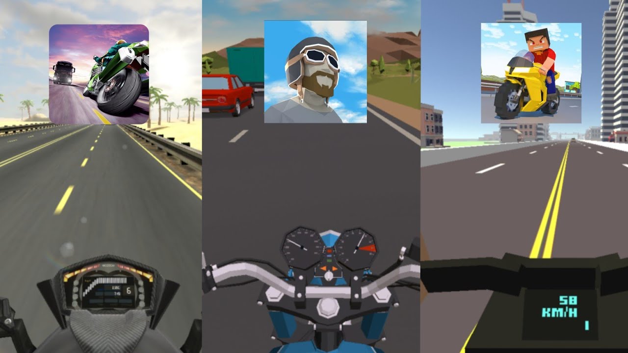 Traffic Rider vs CafeRacer vs Block Moto Racer - Moto Games Comparison