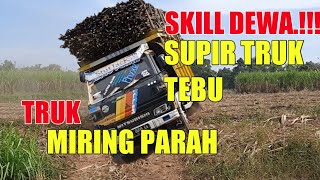 MIRING PARAH !! Skill Dewa Supir Truk Tebu, Truk Tebu Muatan Tinggi Oleng || TRUK MIRING