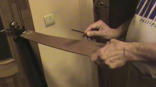 видео: Правка опасной бритвы на ремне Straight razor stroping картинка: Правка опасной бритвы на ремне Straight razor stroping
