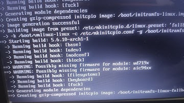 Arch Linux :- possibly missing firmware for module:wd719x and aic94xx