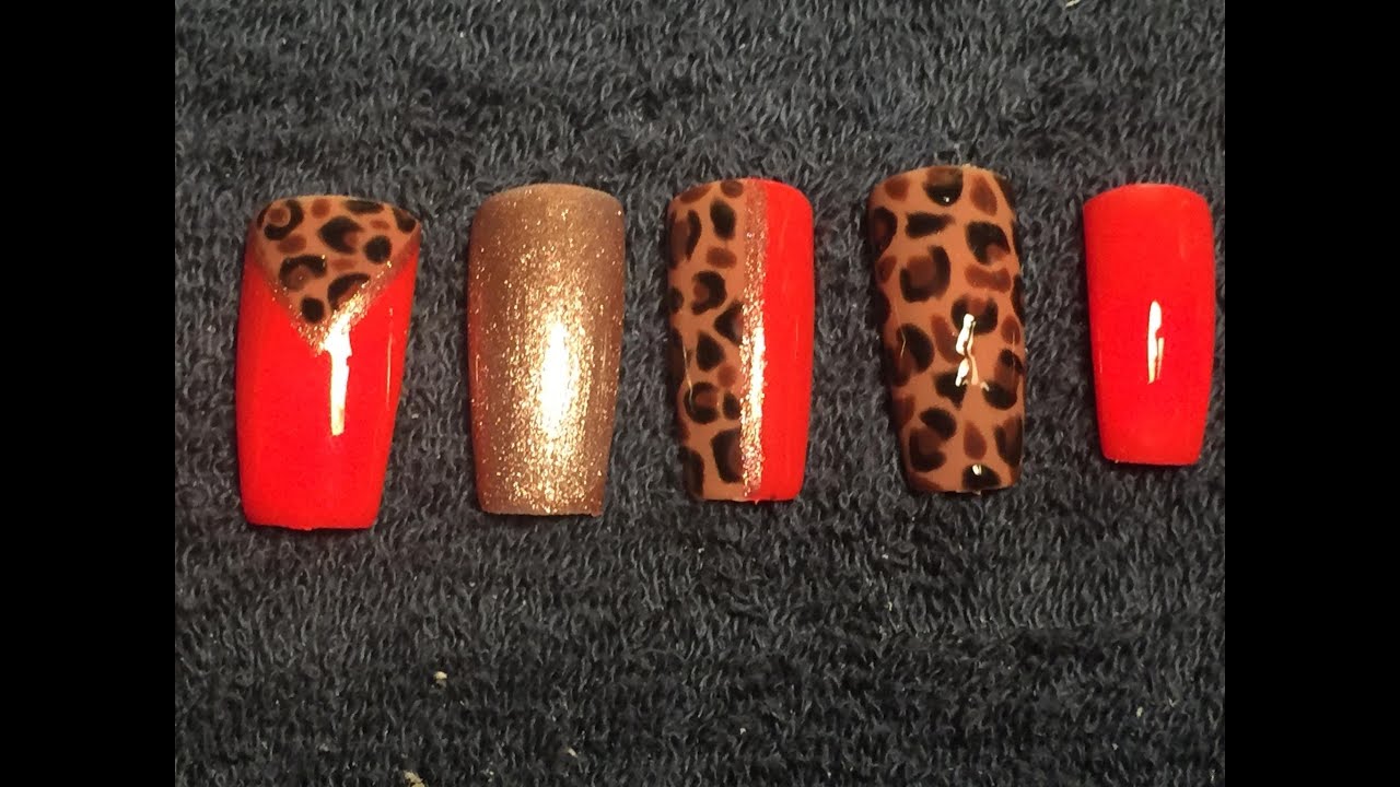 Red leopard | Leopard nails, Gel nails, Leopard print nails