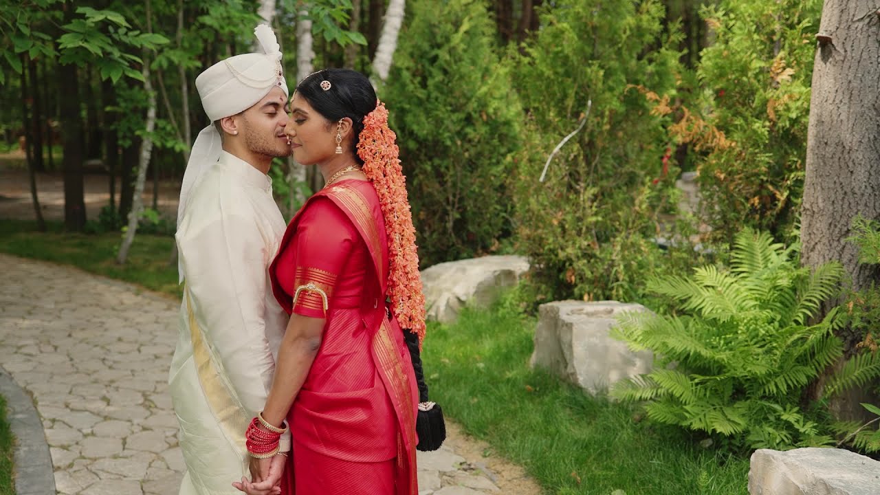 Wedding highlight film still of Thanusha and Ernest in Toronto