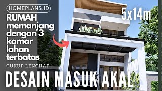 Desain Rumah yang Masuk Akal lahan 5x14m dengan 3 Kamar [kode 124z]