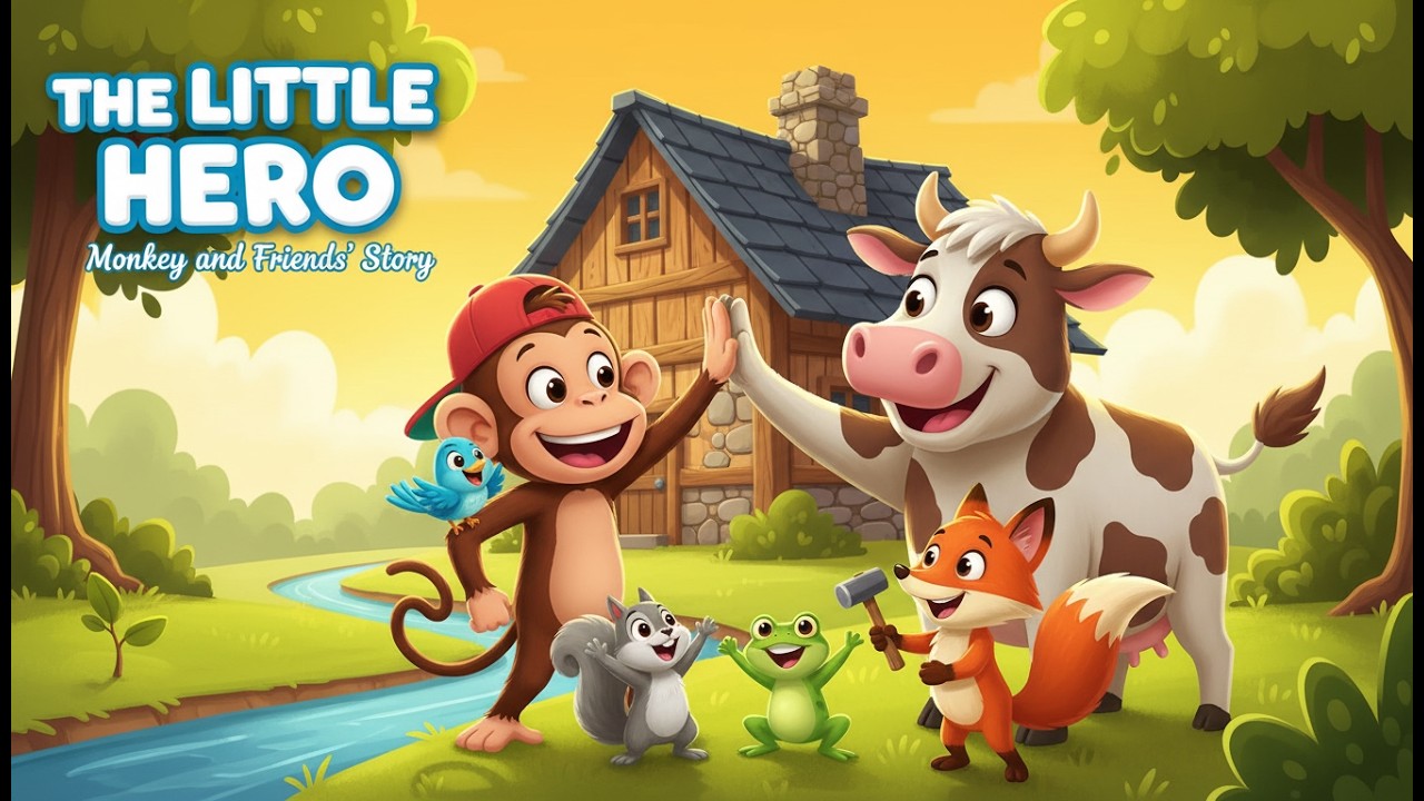 Teamwork Tales: Monkey’s Plan to Save the River and Build a House