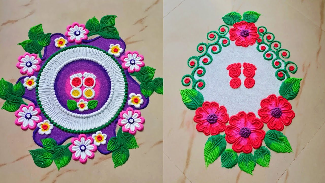 Navratri Special Rangoli Design l Diwali Rangoli Designs l Maha Lakshmi ...