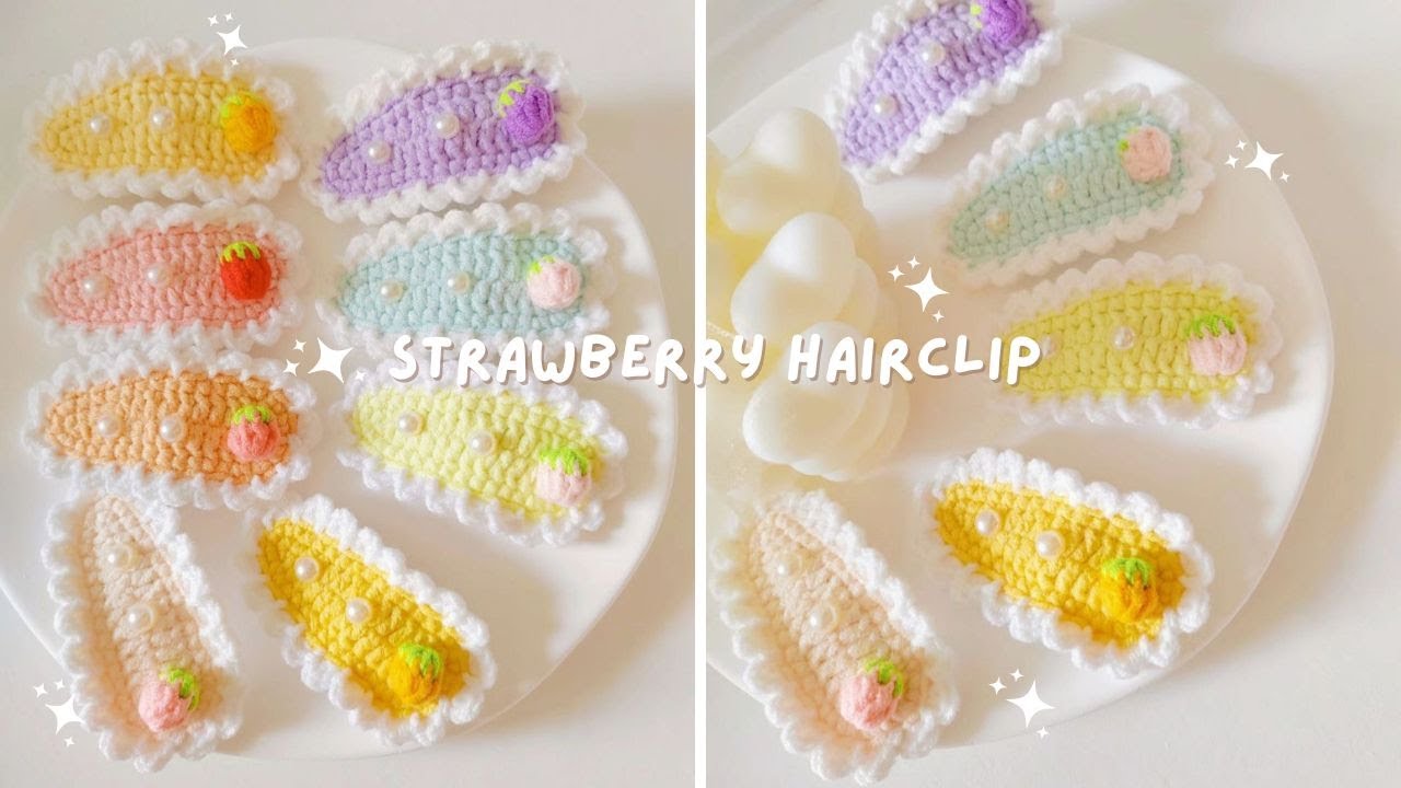 How To Crochet Strawberry Hairclip | Hướng dẫn móc kẹp tóc trái dâu #crochethairclip #crochet